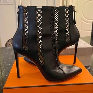 Francesco Russo Laser Cut-Out Lace Up Booties